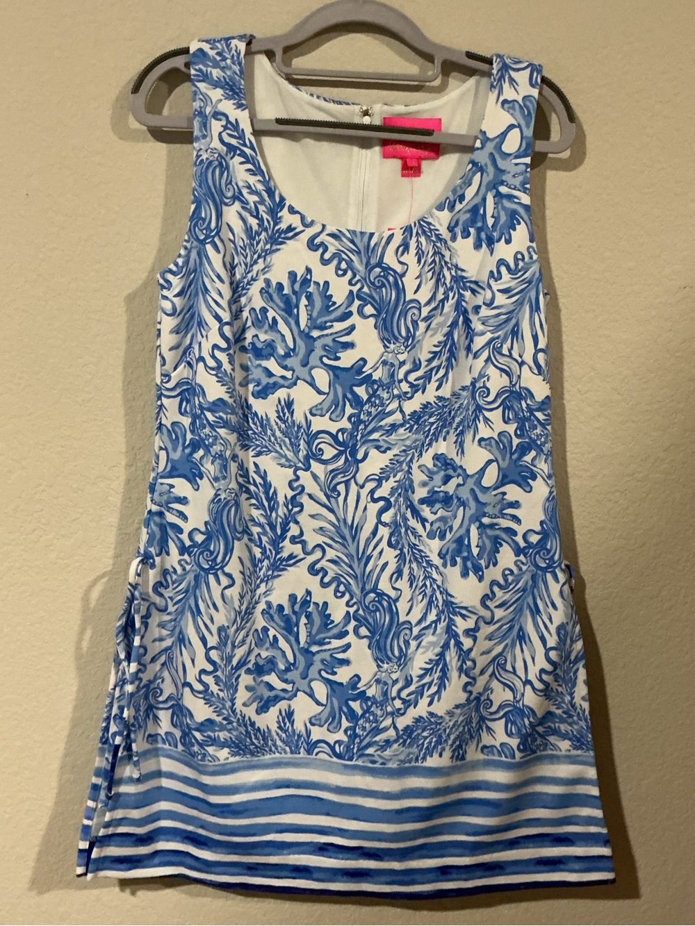Lilly Pulitzer Blue and White Coral Print Sleeveless Tank